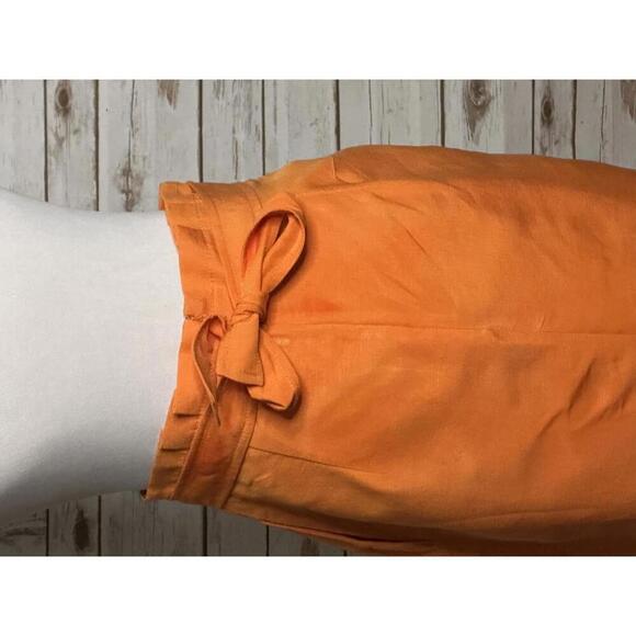 Ann Taylor office siren orange linen-blend paperbag pencil skirt Size 8P - Picture 6 of 10